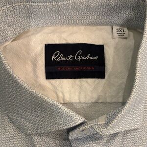 Robert Graham White and Blue Geometric Men's Shirt